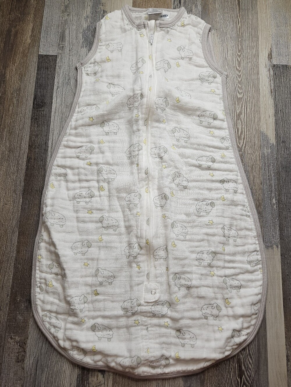 Swaddle Designs zzZip Me Muslin Non-Weighted Sack Little Lambs Sterling 6-12 M